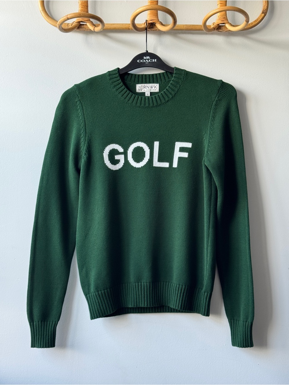 Renwick RNWK Green White GOLF Cotton Knit Crewneck Sweater Size S